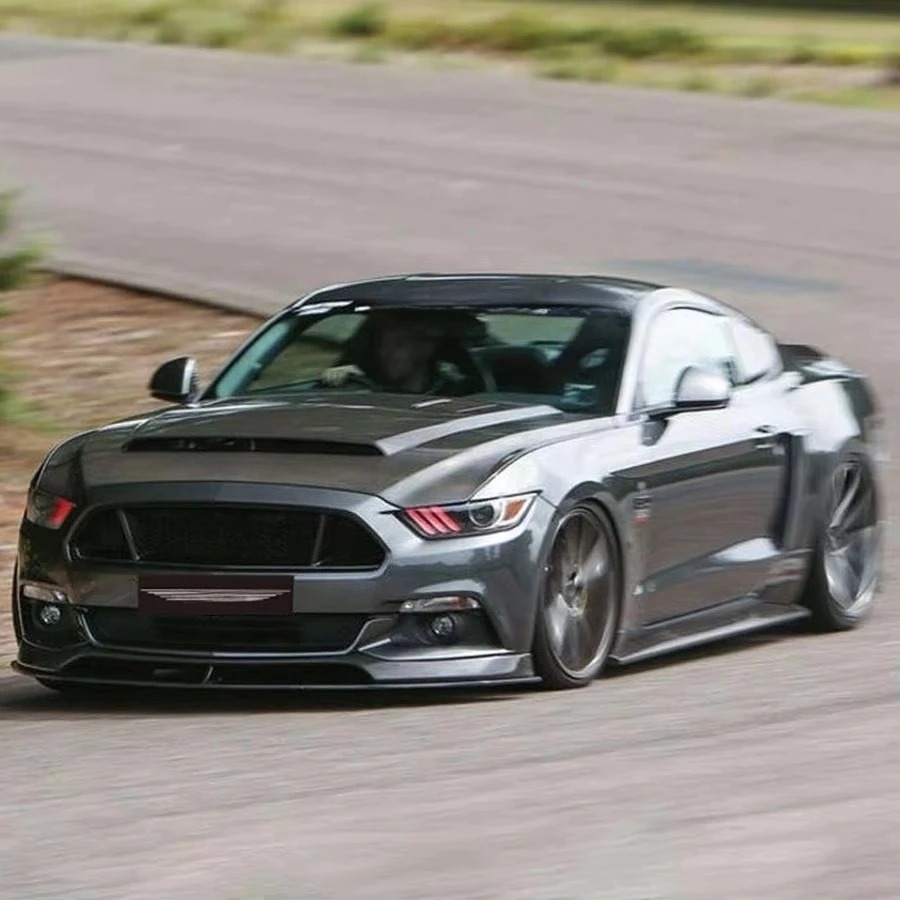 New Carbon Fiber Front Lip for  Mustang 2015-2017 AC Style Bumper Chin Splitter Body Kit Towing Hitch Cut-Outs 100%
